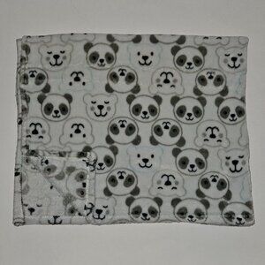 Baby Starters Baby Blanket Panda Bear Polar Bear Heads Gray White Blue 30" x 36"